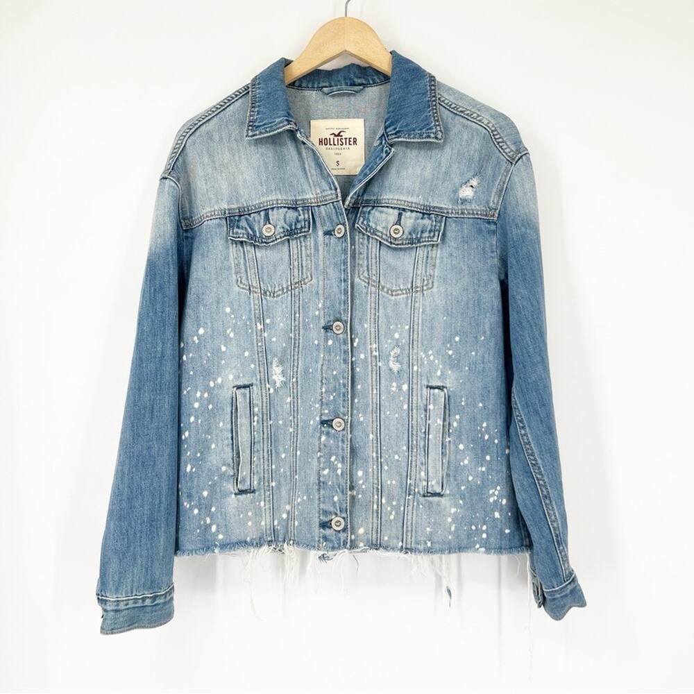 Hollister Distressed Bleached Denim Jacket Size Small